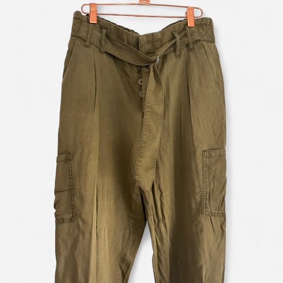 Free People Olive Soft-Girl Cargo Belted High-Rise Trousers – Size 8 - Picture 5 of 8